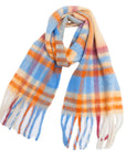 Gray Plaid Fringe Detail Polyester Scarf Sentient Beauty Fashions Apparel & Accessories