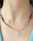 Tan Heart Pendant Beaded Necklace Sentient Beauty Fashions Necklaces