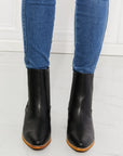 Light Gray MMShoes Love the Journey Stacked Heel Chelsea Boot in Black Sentient Beauty Fashions shoes