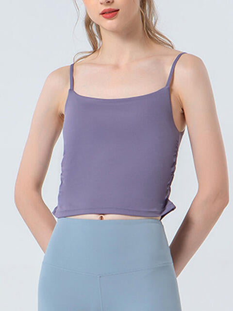 Gray Ruched Sports Cami Sentient Beauty Fashions Apparel & Accessories