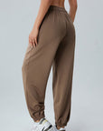 Dark Olive Green Drawstring Pocketed Active Pants Sentient Beauty Fashions Apparel & Accessories