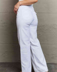 Light Slate Gray RISEN Raelene Full Size High Waist Wide Leg Jeans in White Sentient Beauty Fashions Apparel & Accessories
