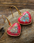 Dim Gray Natural Stone Heart Drop Earrings Sentient Beauty Fashions jewelry