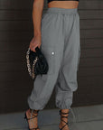Dark Slate Gray Drawstring Elastic Waist Pants with Pockets Sentient Beauty Fashions Apparel & Accessories