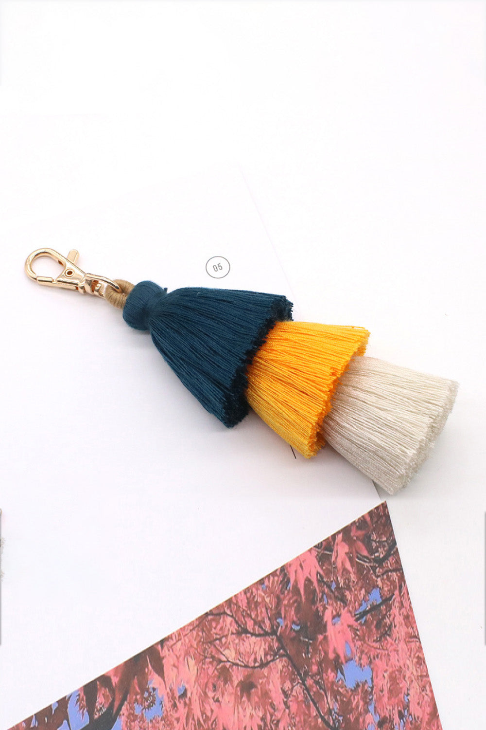 Assorted 4-Pack Multicolored Fringe Keychain
