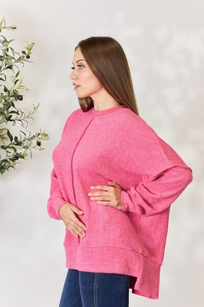 Thistle Zenana Full Size Center Seam Long Sleeve Sweatshirt Sentient Beauty Fashions Apparel & Accessories