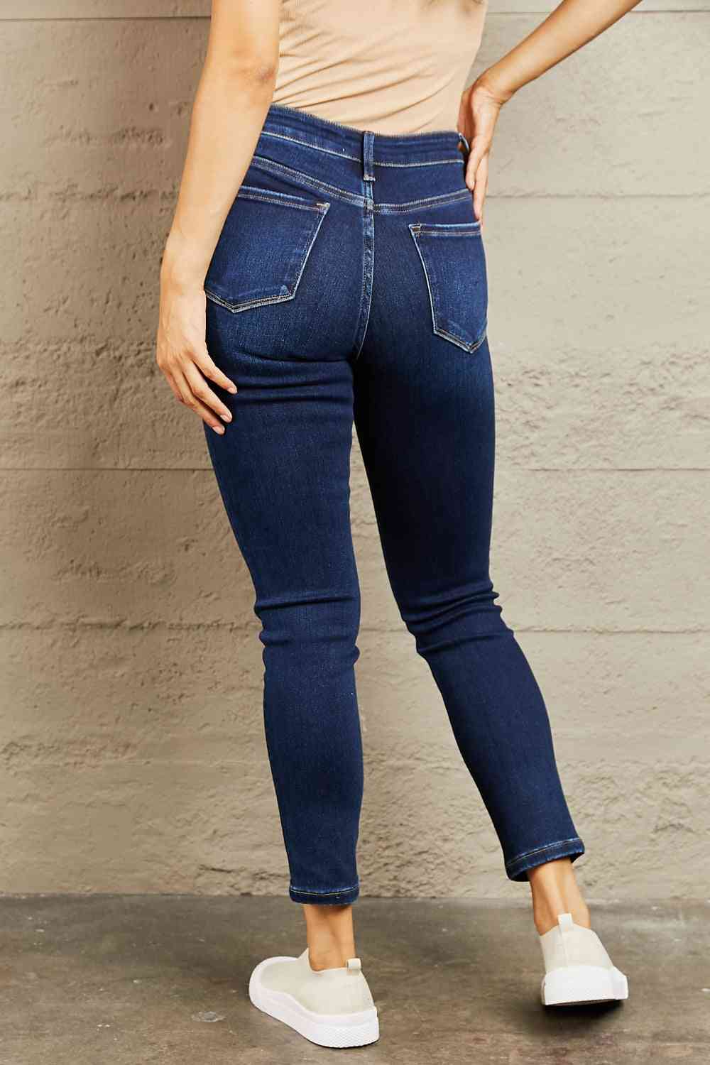 Rosy Brown BAYEAS Mid Rise Slim Jeans Sentient Beauty Fashions Apparel &amp; Accessories