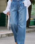 Slate Gray High Waist Wide Leg Jeans Sentient Beauty Fashions denim