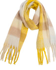 Tan Plaid Fringe Detail Polyester Scarf Sentient Beauty Fashions *Accessories