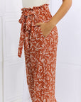 Sienna Heimish Right Angle Full Size Geometric Printed Pants in Red Orange Sentient Beauty Fashions Apparel & Accessories