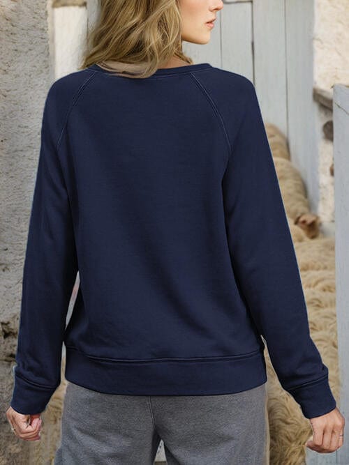 Dark Gray Round Neck Long Sleeve Sweatshirt