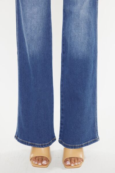 Dark Slate Blue Kancan Ultra High Waist Gradient Flare Jeans Sentient Beauty Fashions Apparel &amp; Accessories