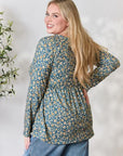 Light Gray Heimish Full Size Floral Half Button Long Sleeve Blouse Sentient Beauty Fashions Apparel & Accessories