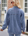 Slate Gray Button Up Denim Jacket with Pockets Sentient Beauty Fashions Apparel & Accessories