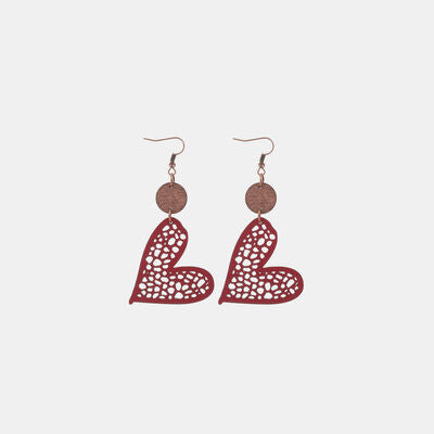 White Smoke PU Leather Iron Hook Heart Earrings Sentient Beauty Fashions earrings