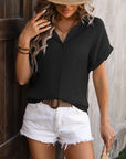 Gray Button Up Short Sleeve Shirt Sentient Beauty Fashions Apparel & Accessories