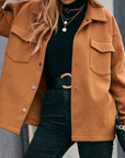 Sienna Pocketed Snap Down Dropped Shoulder Jacket Sentient Beauty Fashions Apparel & Accessories