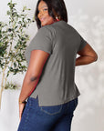 Dark Slate Gray Basic Bae Full Size Round Neck Short Sleeve T-Shirt Sentient Beauty Fashions Apparel & Accessories