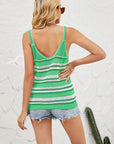 Light Gray Striped Ribbed Trim Knit Tank