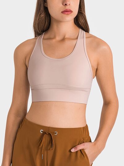 Wheat Double Take Round Neck Racerback Cropped Tank Sentient Beauty Fashions Apparel &amp; Accessories