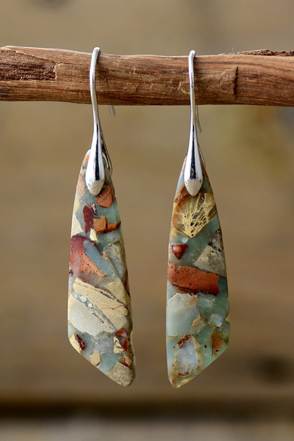 Dim Gray Handmade Natural Stone Dangle Earrings Sentient Beauty Fashions jewelry