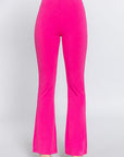 Deep Pink ACTIVE BASIC Waist Elastic Slim Flare Yoga Pants Sentient Beauty Fashions Apparel & Accessories