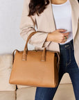 Gray David Jones Medium PU Leather Handbag Sentient Beauty Fashions Apparel & Accessories