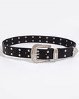 White Smoke Double Row Studded PU Leather Belt Sentient Beauty Fashions *Accessories