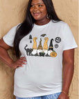 Gray Simply Love Full Size Halloween Theme Graphic Cotton Tee Sentient Beauty Fashions Apparel & Accessories