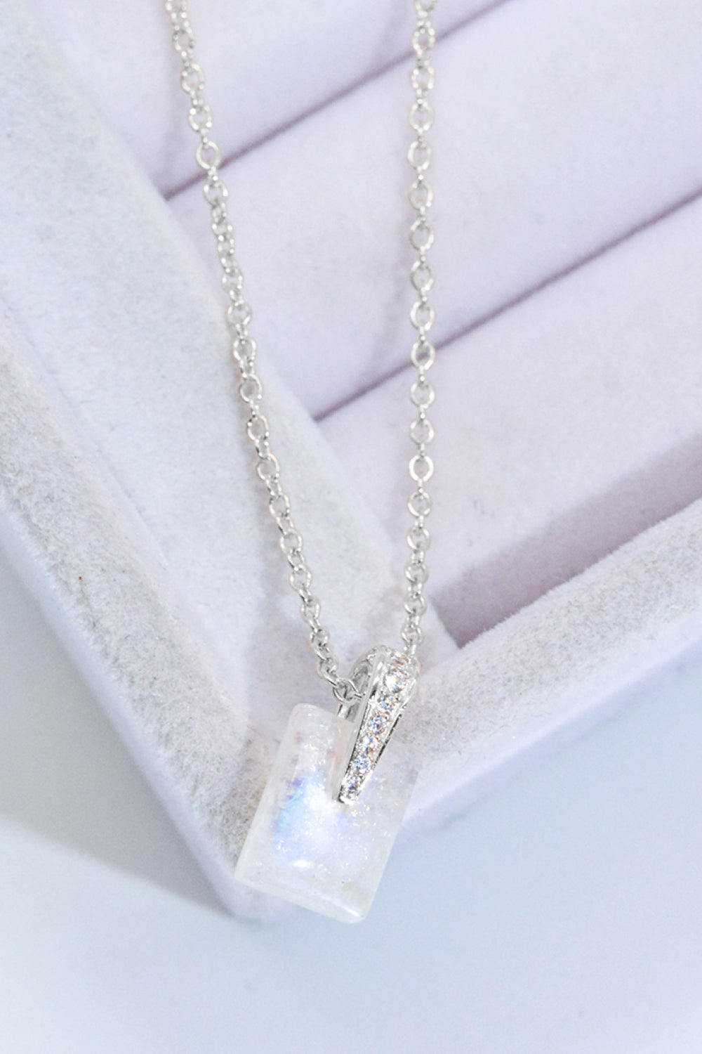 Light Gray 925 Sterling Silver Natural Moonstone Pendant Necklace Sentient Beauty Fashions necklaces