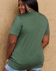 Dark Olive Green Simply Love Full Size Graphic BOO Cotton T-Shirt Sentient Beauty Fashions Apparel & Accessories