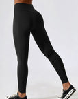 Black Wide Waistband Sports Pants Sentient Beauty Fashions Apparel & Accessories