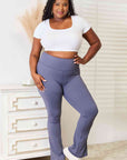 Light Gray Basic Bae Wide Waistband Bootcut Sports Pants Sentient Beauty Fashions Apparel & Accessories