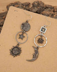 Dark Khaki Star, Sun, and Moon Earrings