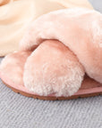 Light Gray Faux Fur Crisscross Strap Slippers Sentient Beauty Fashions slippers