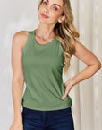Gray Basic Bae Full Size Round Neck Racerback Tank Sentient Beauty Fashions Apparel & Accessories
