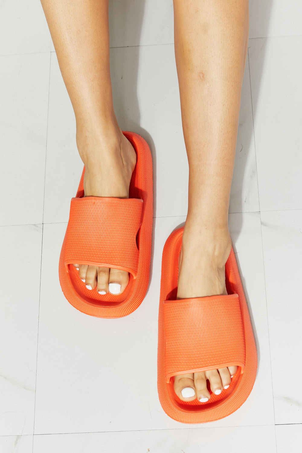 Light Gray MMShoes Arms Around Me Open Toe Slide in Orange