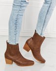 Light Gray MMShoes Love the Journey Stacked Heel Chelsea Boot in Chestnut Sentient Beauty Fashions shoes