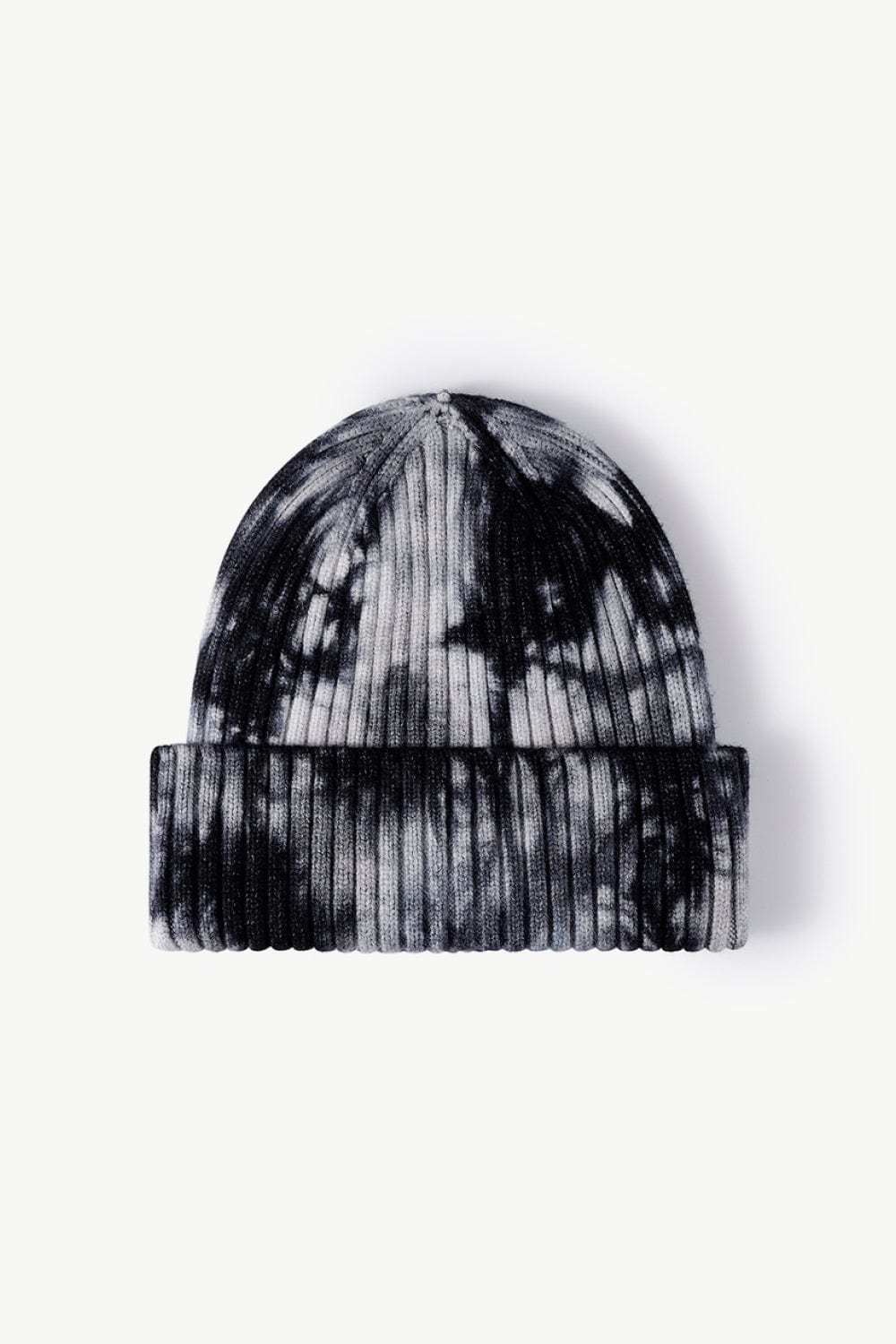 Dark Slate Gray Tie-Dye Ribbed Cuffed Beanie