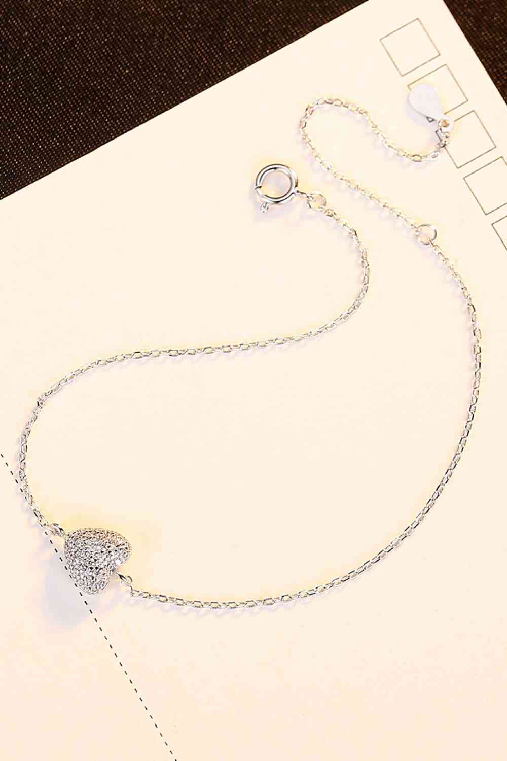 Beige Zircon Heart 925 Sterling Silver Bracelet Sentient Beauty Fashions Apparel & Accessories