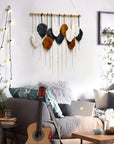 Light Gray Hand-Woven Feather Macrame Wall Hanging Sentient Beauty Fashions Home Decor