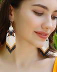 Rosy Brown Butterfly Beaded Dangle Earrings Sentient Beauty Fashions jewelry