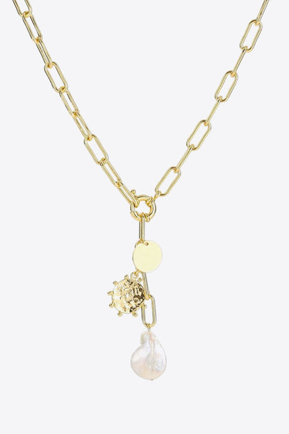 White Smoke Pearl Pendant Chain Necklace