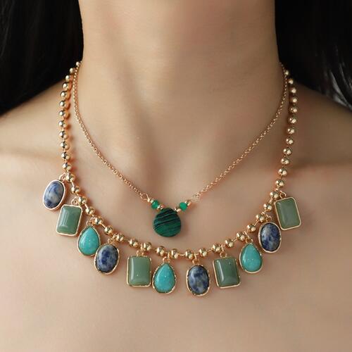 Rosy Brown Geometric Alloy Double-Layered Necklace