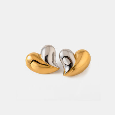 White Smoke Heart Shape Stainless Steel Stud Earrings Sentient Beauty Fashions Apparel & Accessories