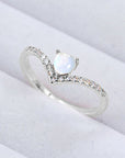 Light Gray Moonstone Heart-Shaped Ring Sentient Beauty Fashions jewelry