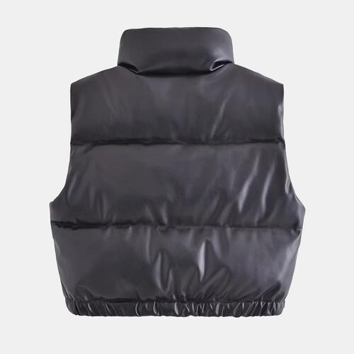 Dark Slate Gray Zip-Up Drawstring Puffer Vest