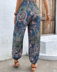 Gray Printed Smocked Waist Pants Sentient Beauty Fashions Apparel & Accessories