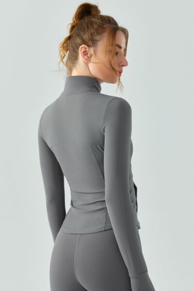 Light Gray Zip Up Active Outerwear with Pockets Sentient Beauty Fashions Apparel &amp; Accessories