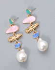 Gray Abnormal Shpae Zinc Alloy Synthetic Pearl Dangle Earrings Sentient Beauty Fashions jewelry